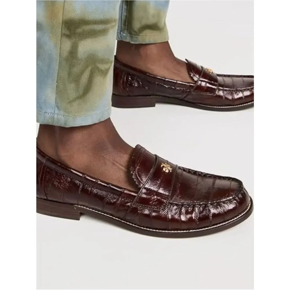 Tory Burch Classic JESSA LOAFER in Dark Brown Eel Size 5.5 ~ Perfect